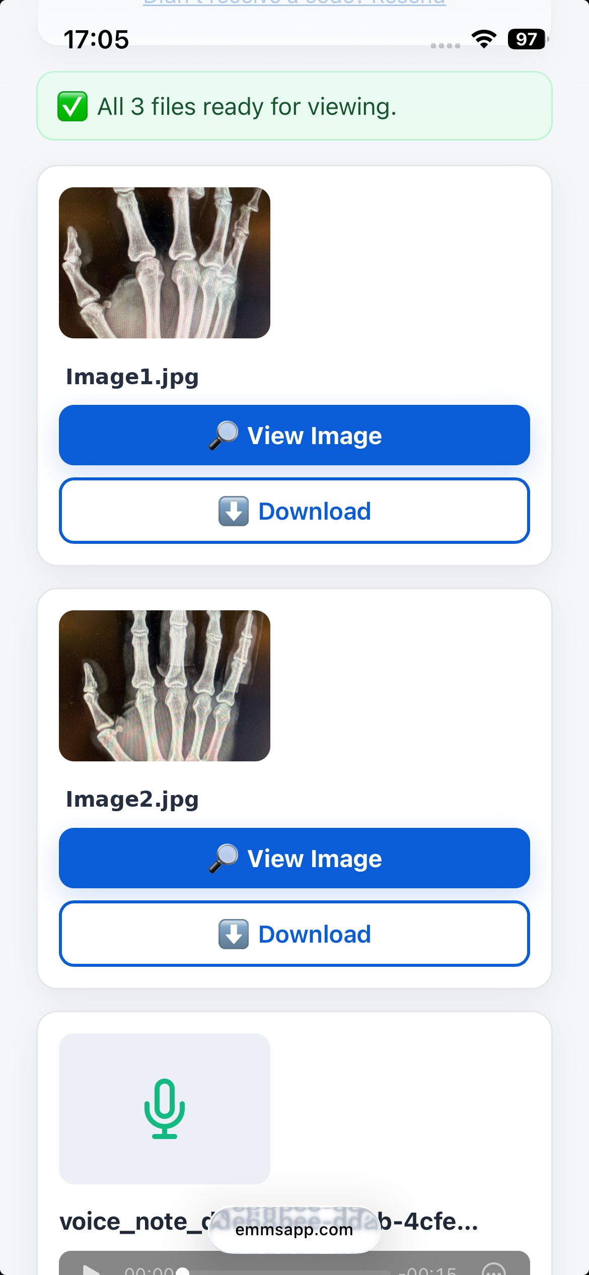 SMS secure link recipient view in browser